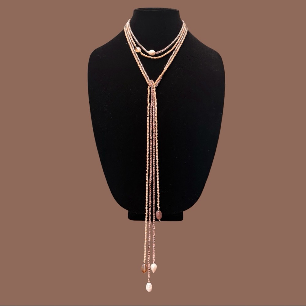 NWOT Semi-Precious Pearl & Stone Extra Long Wrap Necklace Bundle | (2)